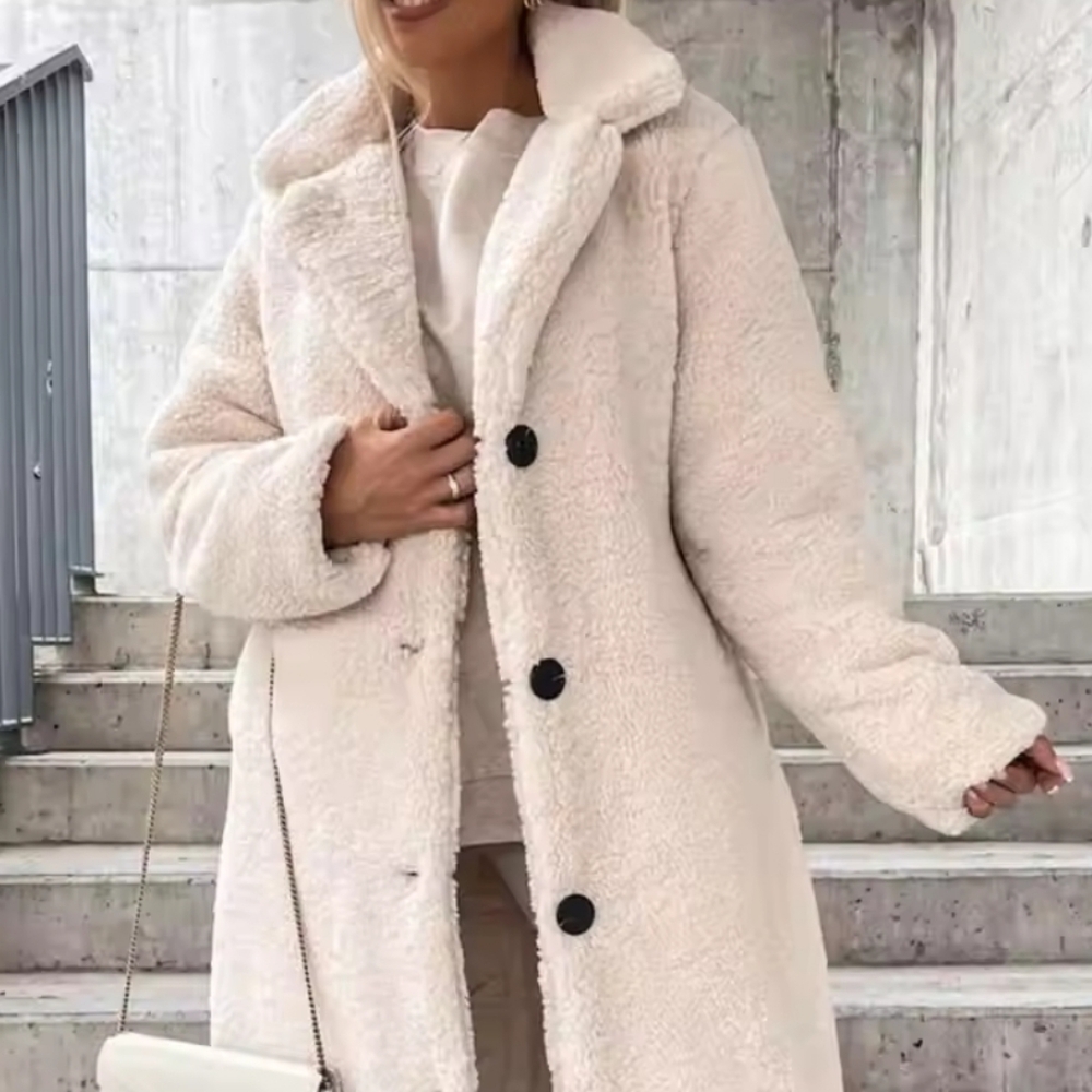 Women Teddy Jacket Super Soft Coldproof Single-breasted Trench Coat Plush Autumn - Picture 4 of 4